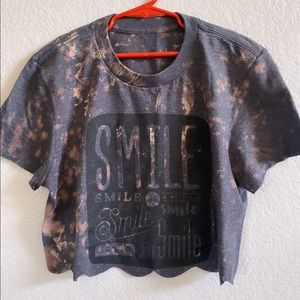 Smile Bleached and Distressed Looking Crop Top